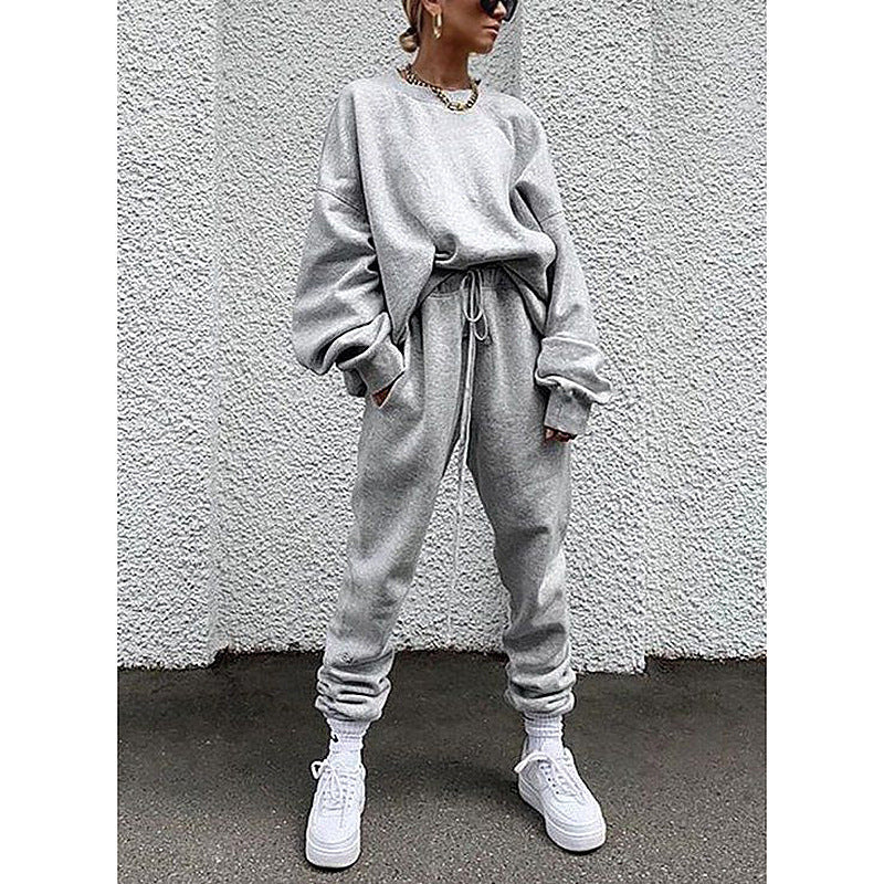Women's Lounge Set – Relaxed Fit – Soft Cotton Blend – Drawstring Waist