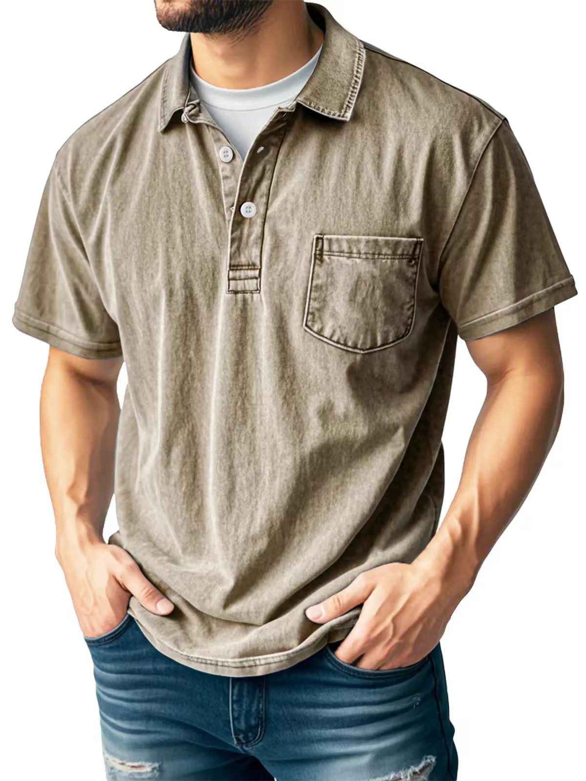 Men's Polo Shirt – Relaxed Fit – Breathable Fabric – Chest Pocket – Short Sleeve