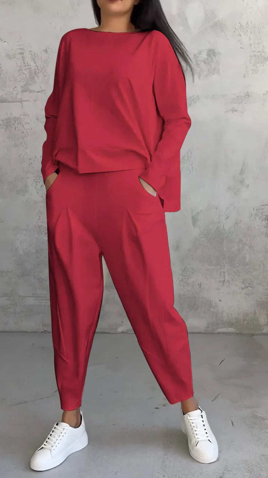 Women's Pantsuit – Slim Fit – Breathable Set with Long-Sleeved Top and Slim Pants