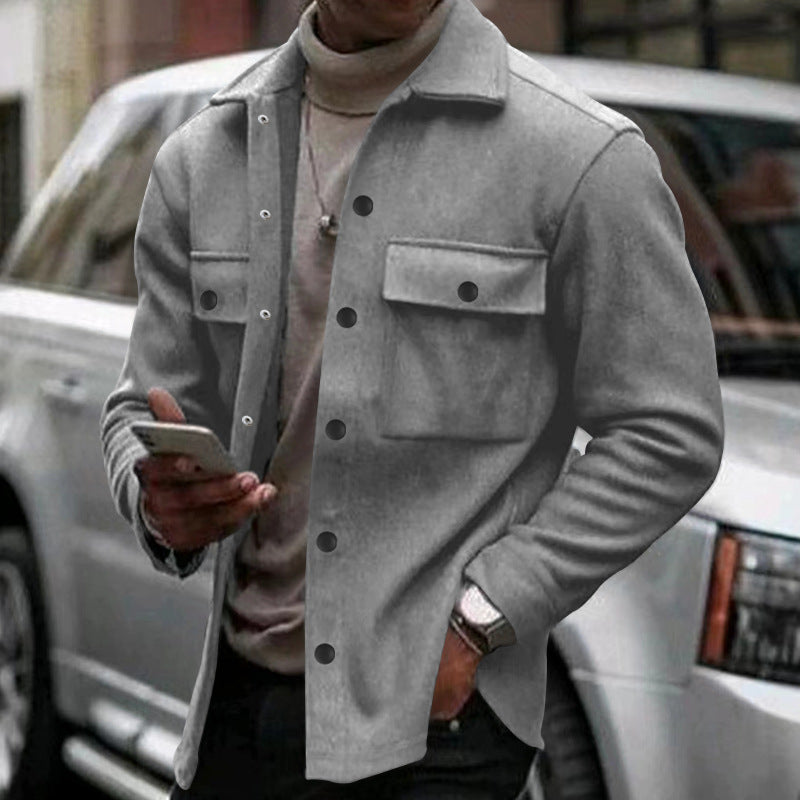 Men's Overshirt Jacket – Relaxed Fit – Smooth Texture – Flap Chest Pockets