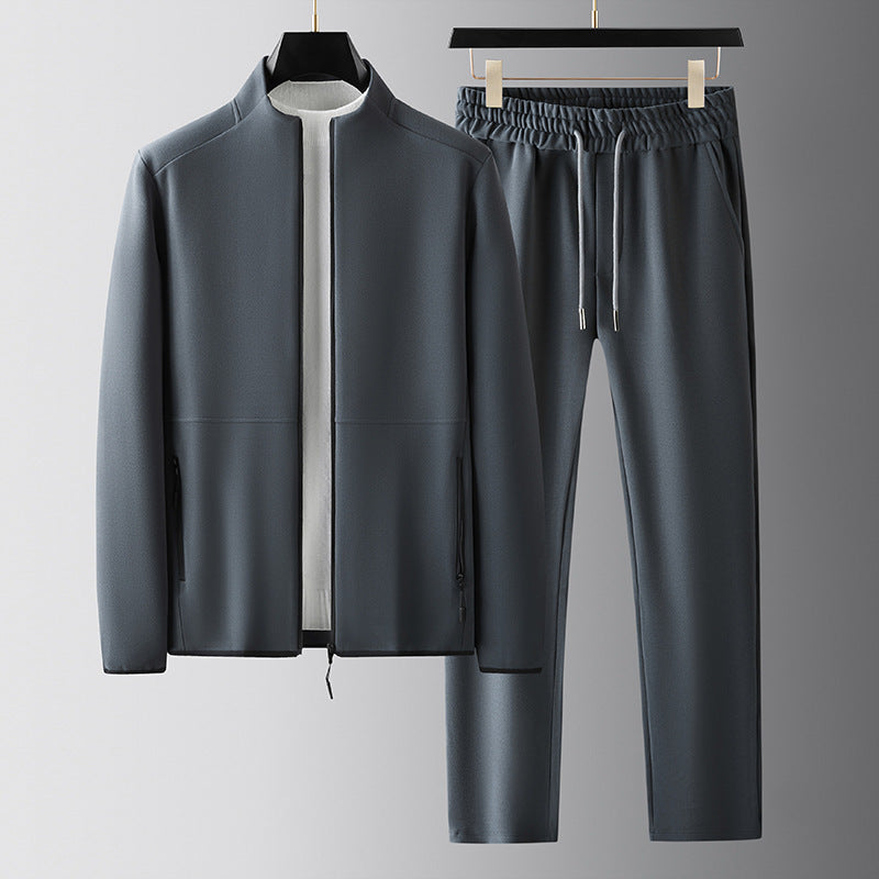 Men's Tracksuit – Zipper Jacket with High Collar – Elastic Waist – Relaxed Fit