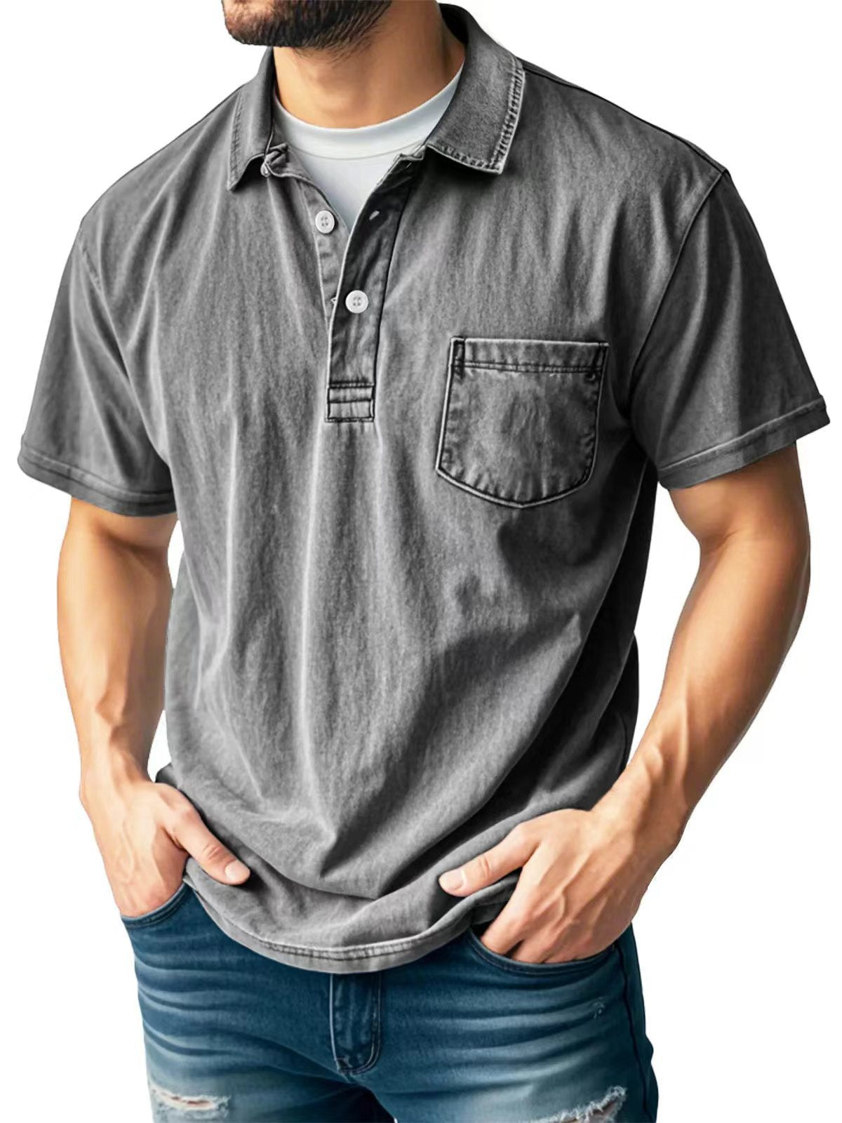 Men's Polo Shirt – Relaxed Fit – Breathable Fabric – Chest Pocket – Short Sleeve