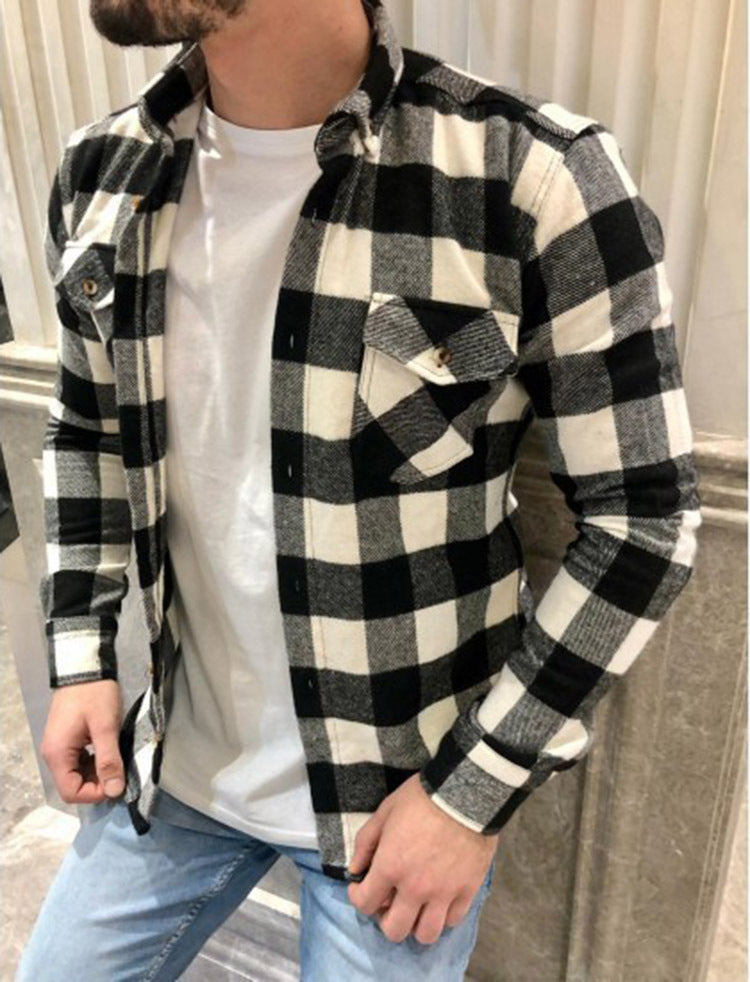 Men's Shirt – Checkered Flannel – Relaxed Fit – Long-Sleeved – Chest Pockets