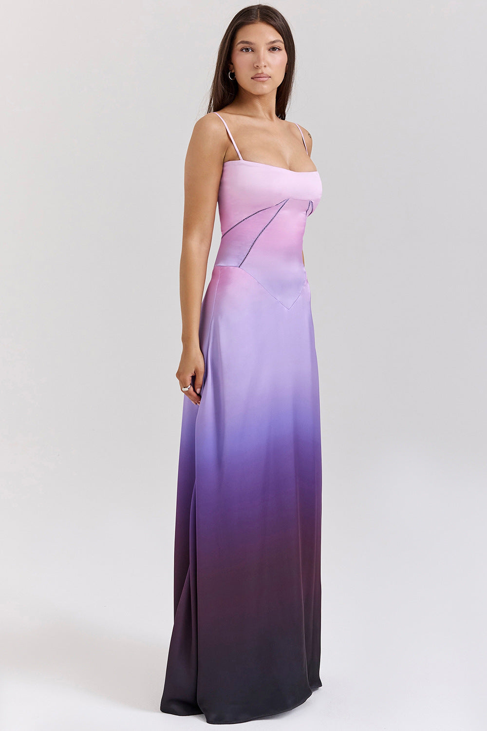 Women's Evening Dress – Satin – A-line – Spaghetti Straps – Cut-out Waist