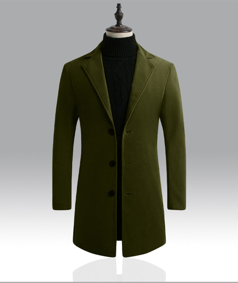 Men's Coat – Wool Feel – Tailored Fit – Single-Breasted with Notch Lapel