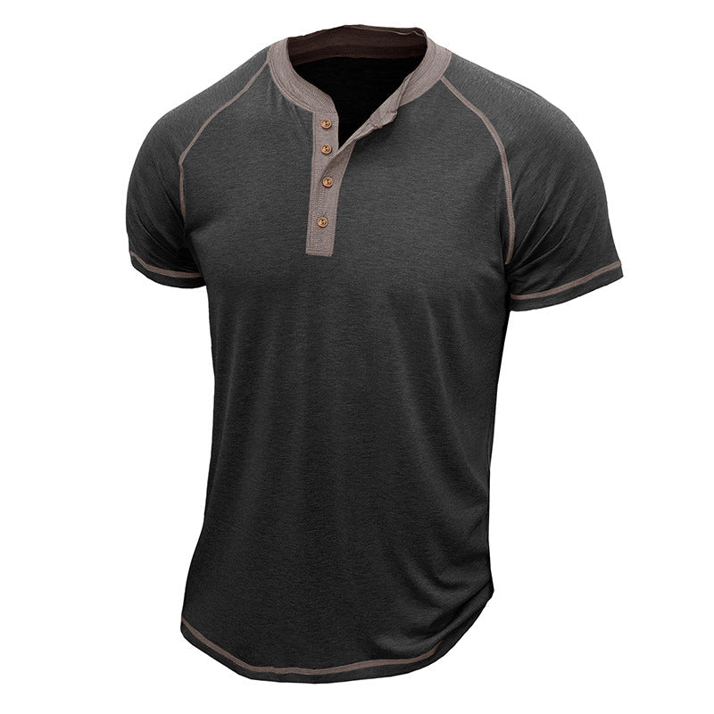 Men's Henley Shirt – Cotton Blend – Regular Fit – Short Sleeves – Contrast Details