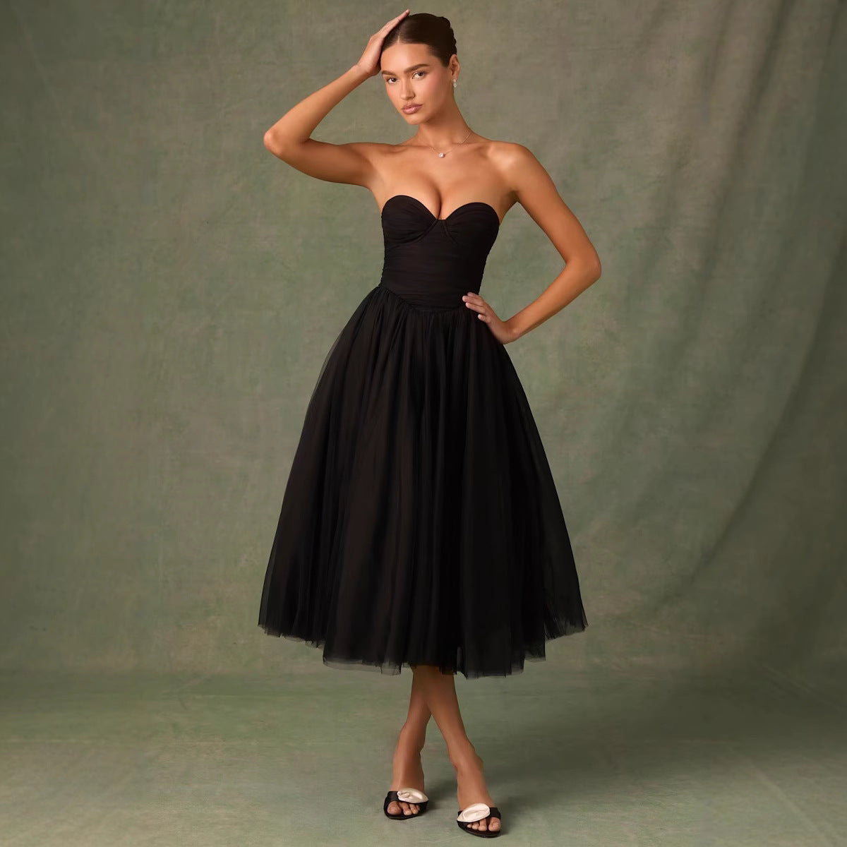 Dress for Women – Strapless Tulle – Floor-length – A-line Fit – Lined Bodice