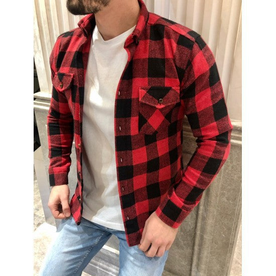 Men's Shirt – Checkered Flannel – Relaxed Fit – Long-Sleeved – Chest Pockets