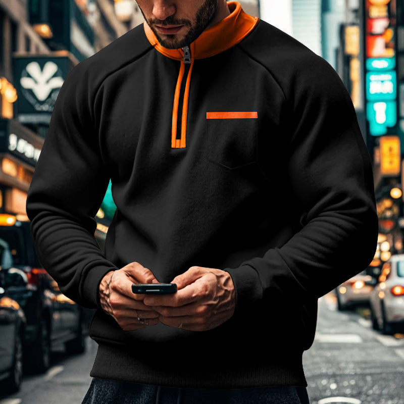 Men's Sweater – Regular Fit – Zipper in Neck – High Collar – Soft Cotton Blend