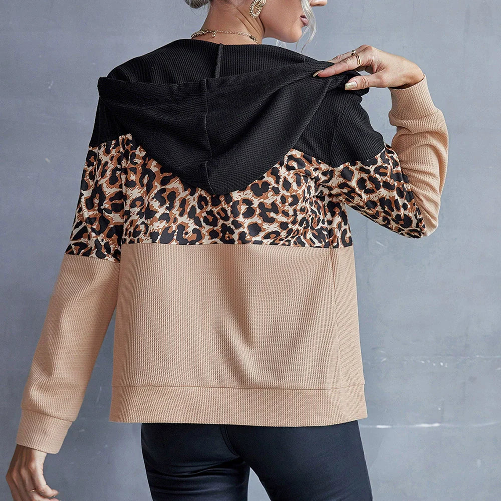 Women's Hoodie – Relaxed Fit – Patchwork Design – Zipper Layered Garment