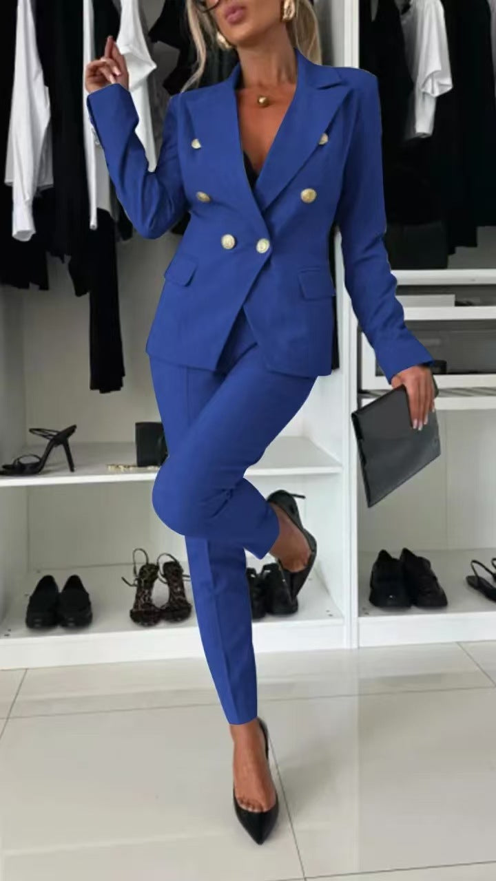 Women's Blazer – Slim Fit – Double-Breasted – Tailored Silhouette – Office Wear