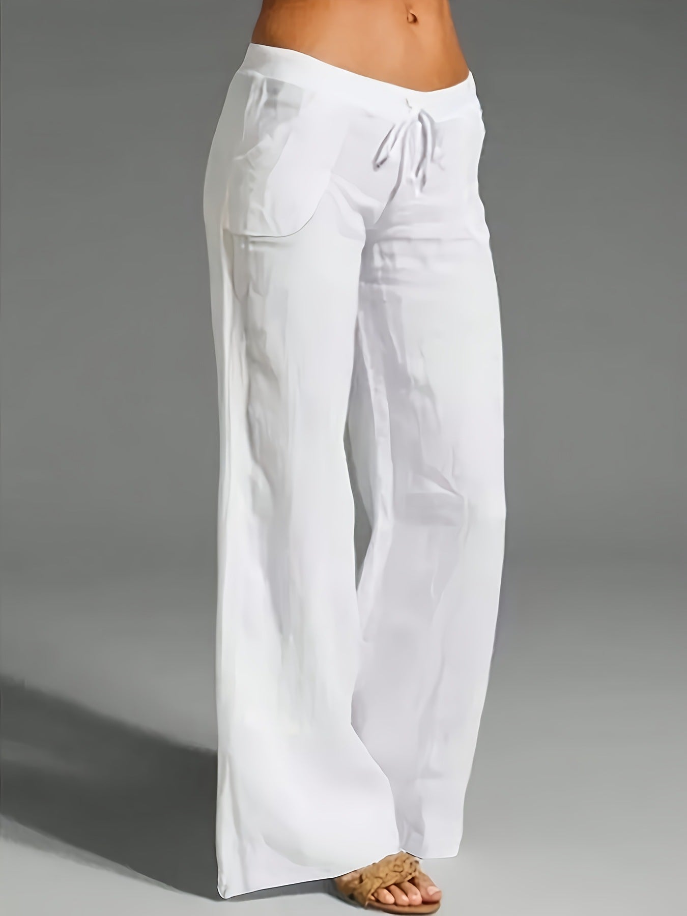 Women's Trousers with Wide Legs – Elastic Waist – Light Cotton – Relaxed Fit