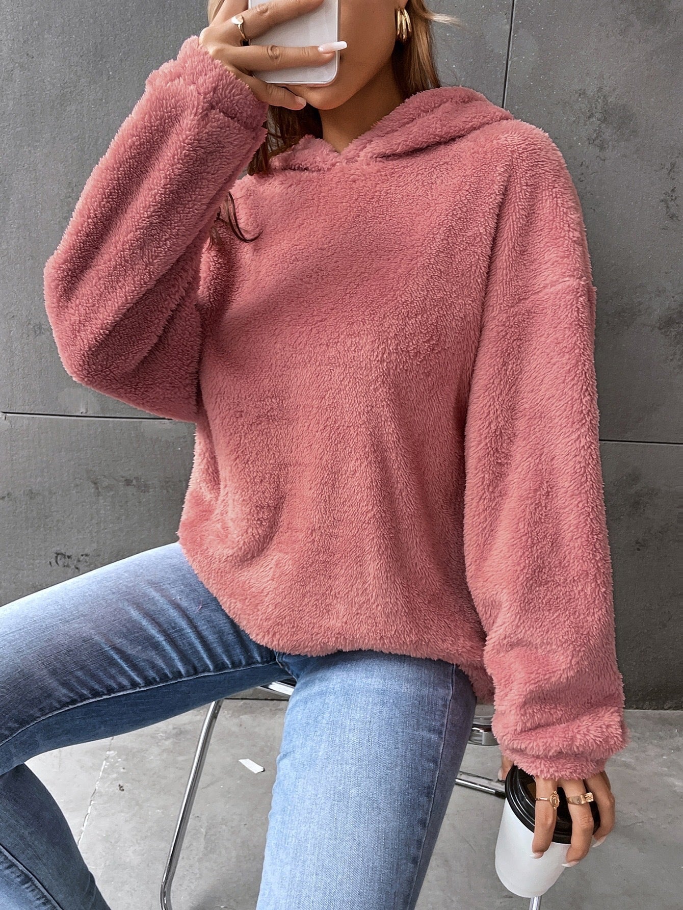 Women's Hoodie – Fleece – Oversized Fit – Short Length – Long Sleeves