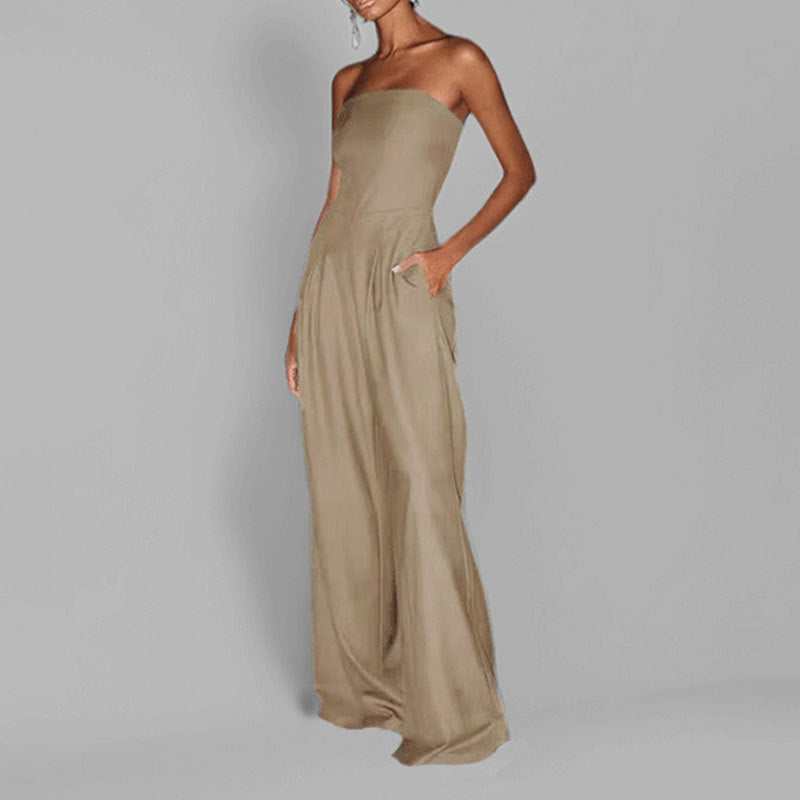 Women's Pantsuit – Strapless – Wide Legs – Elegant Fit – Formal Use