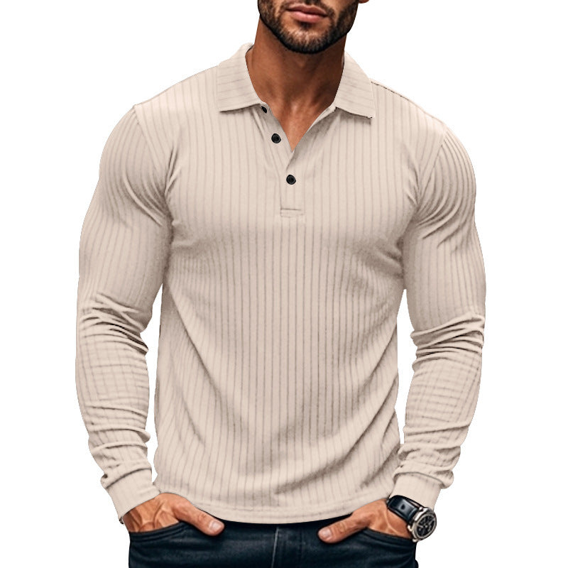 Men's Shirt Henley – Slim Fit – Ribbed Knit – Long Sleeve – Modern Collar