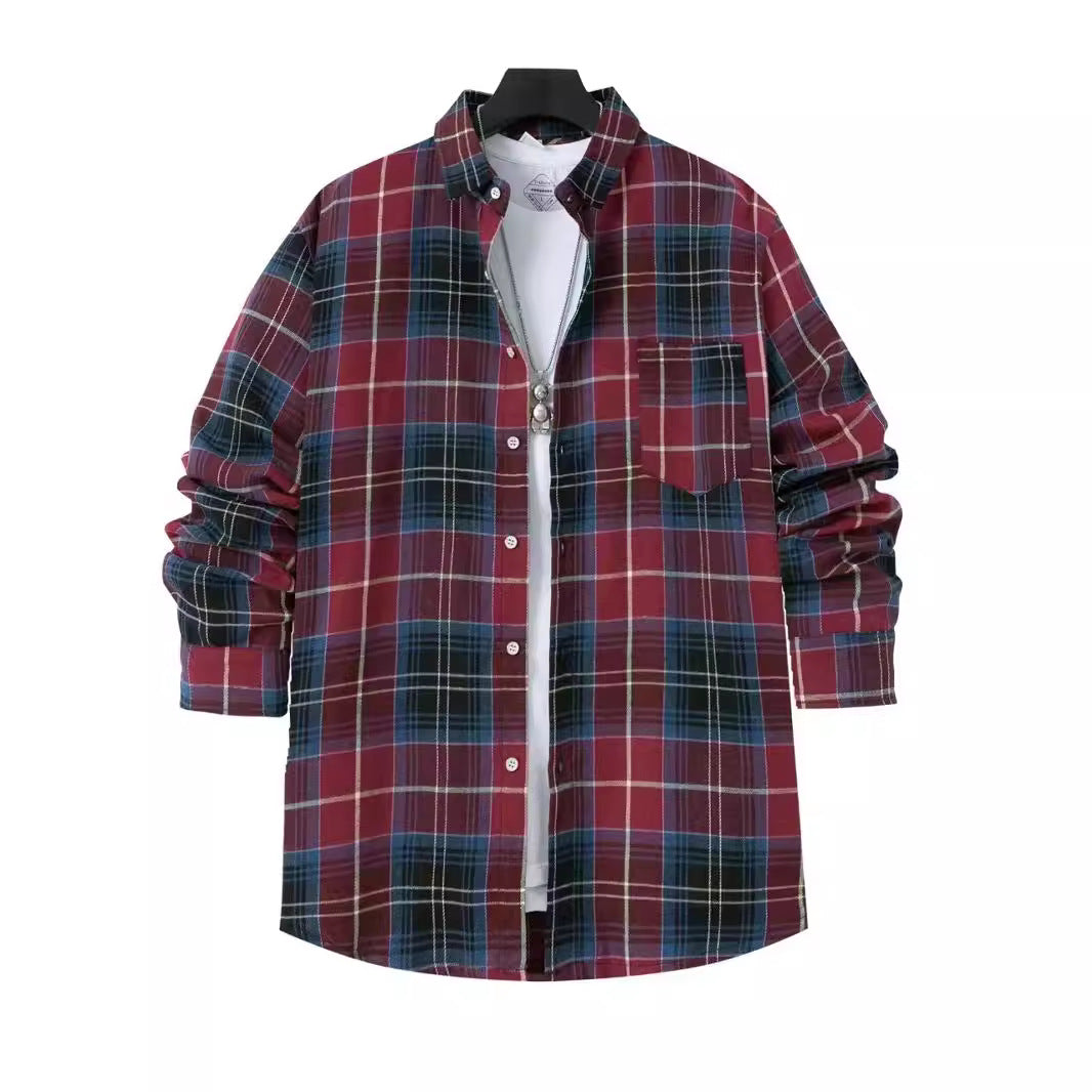 Men's Shirt – Checkered Pattern – Oversized Fit – Long-Sleeved with Chest Pocket
