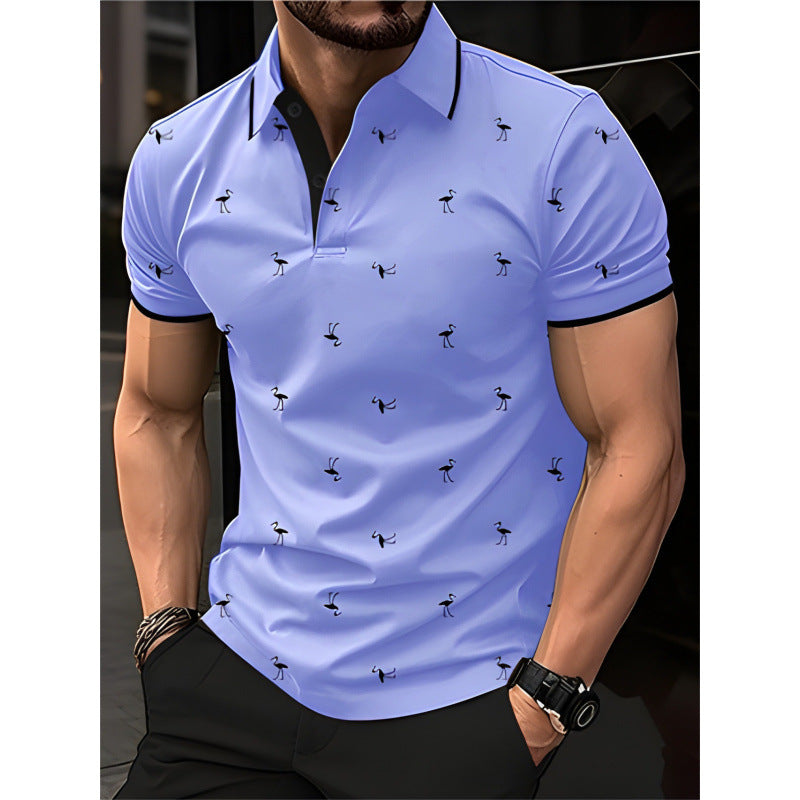 Men's Pique T-Shirt – Regular Fit – Cotton Blend – Printed Pattern – Short Sleeve