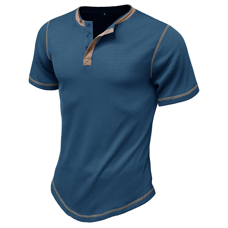 Men's Shirt Henley – Modern Fit – Breathable Cotton – Short Sleeve – Contrast Details