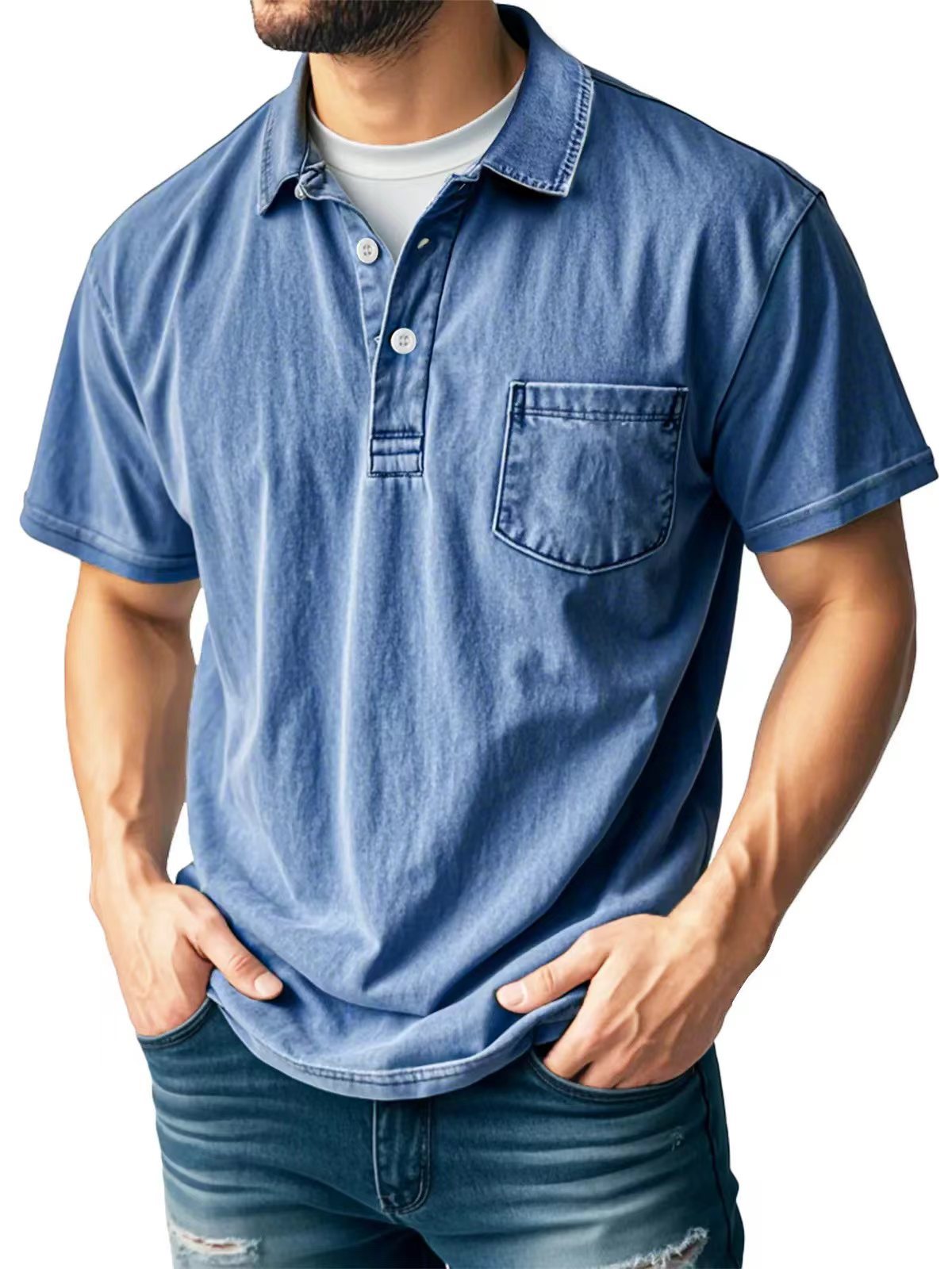 Men's Polo Shirt – Relaxed Fit – Breathable Fabric – Chest Pocket – Short Sleeve
