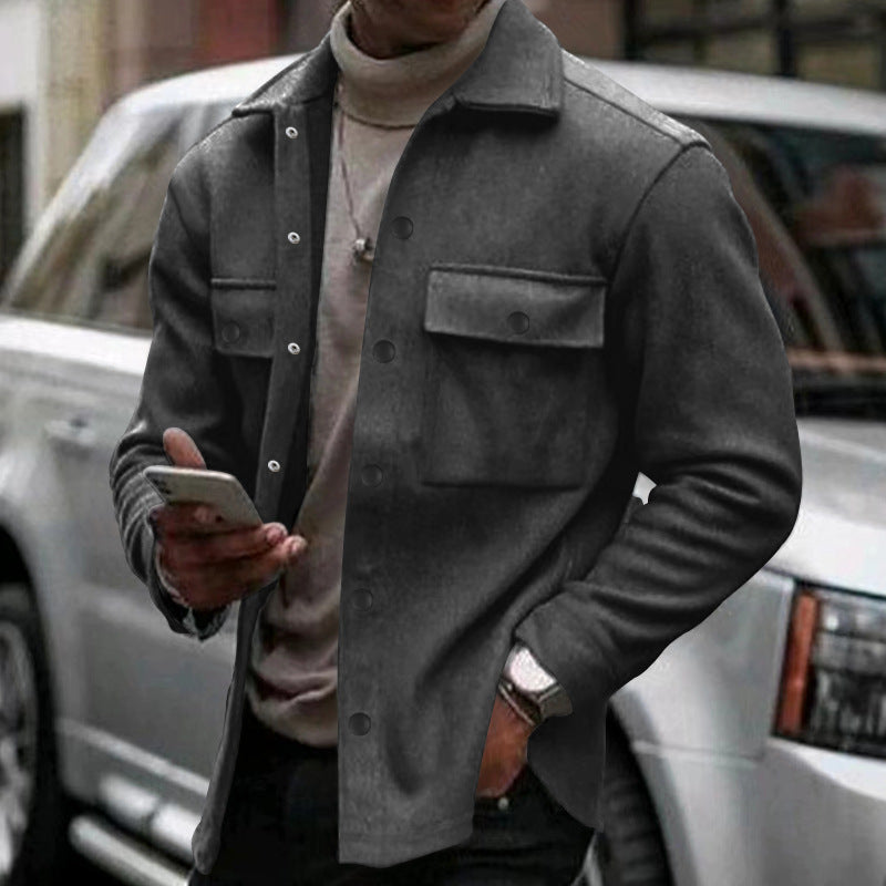 Men's Overshirt Jacket – Relaxed Fit – Smooth Texture – Flap Chest Pockets