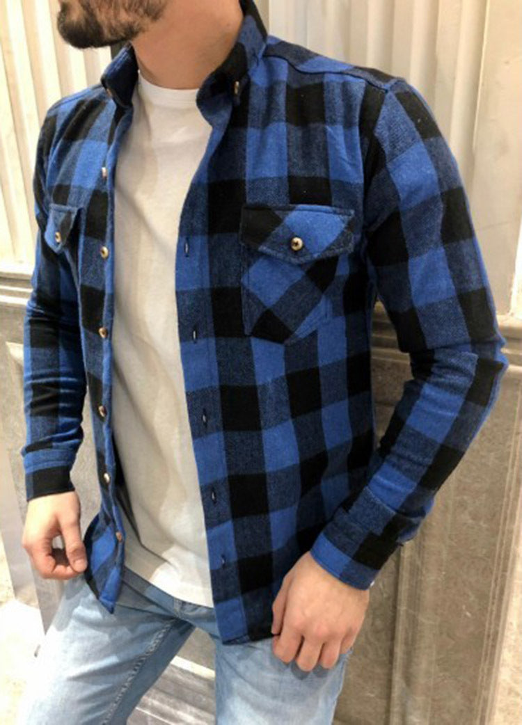 Men's Shirt – Checkered Flannel – Relaxed Fit – Long-Sleeved – Chest Pockets