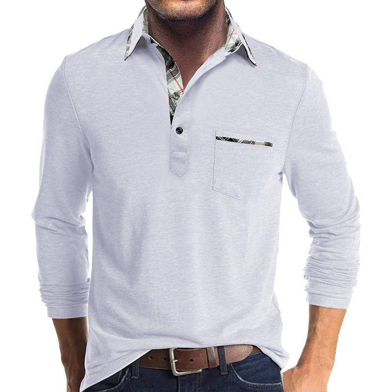 Men's Shirt with Long Sleeves – Cotton – Regular Fit – Checked Collar Inside – Button Closure