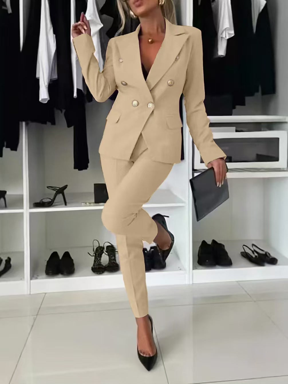 Women's Blazer – Slim Fit – Double-Breasted – Tailored Silhouette – Office Wear