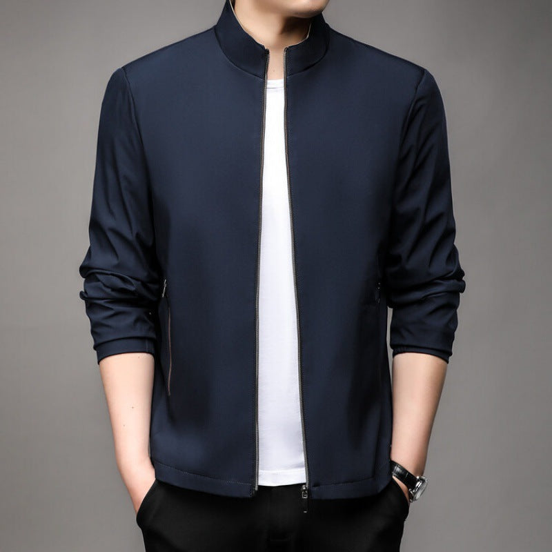 Men's Jacket – Tailored Fit – Stand Collar – Zipper Closure – Business Casual