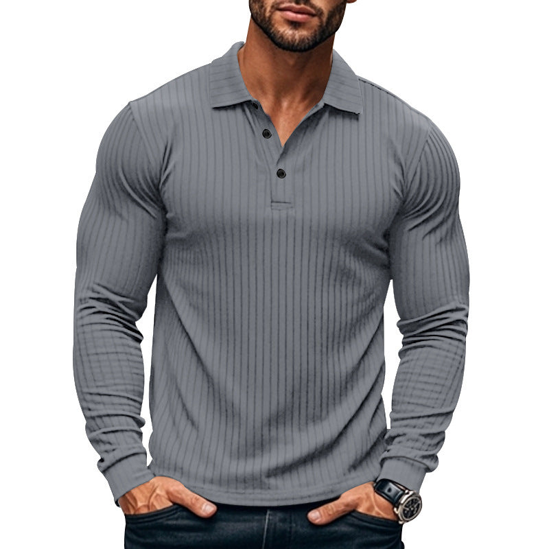 Men's Shirt Henley – Slim Fit – Ribbed Knit – Long Sleeve – Modern Collar
