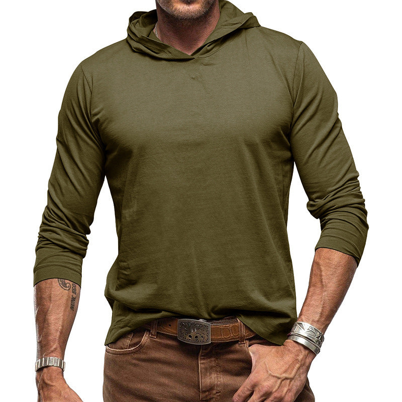 Men's Hoodie – Slim Fit – Long-Sleeved – Light Cotton Knit – Minimalist Style