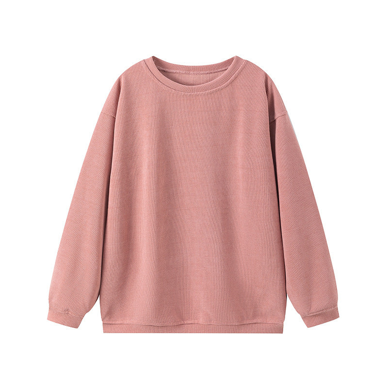 Women's Sweater – Ribbed Knit – Relaxed Fit – Round Neck – Long Sleeves