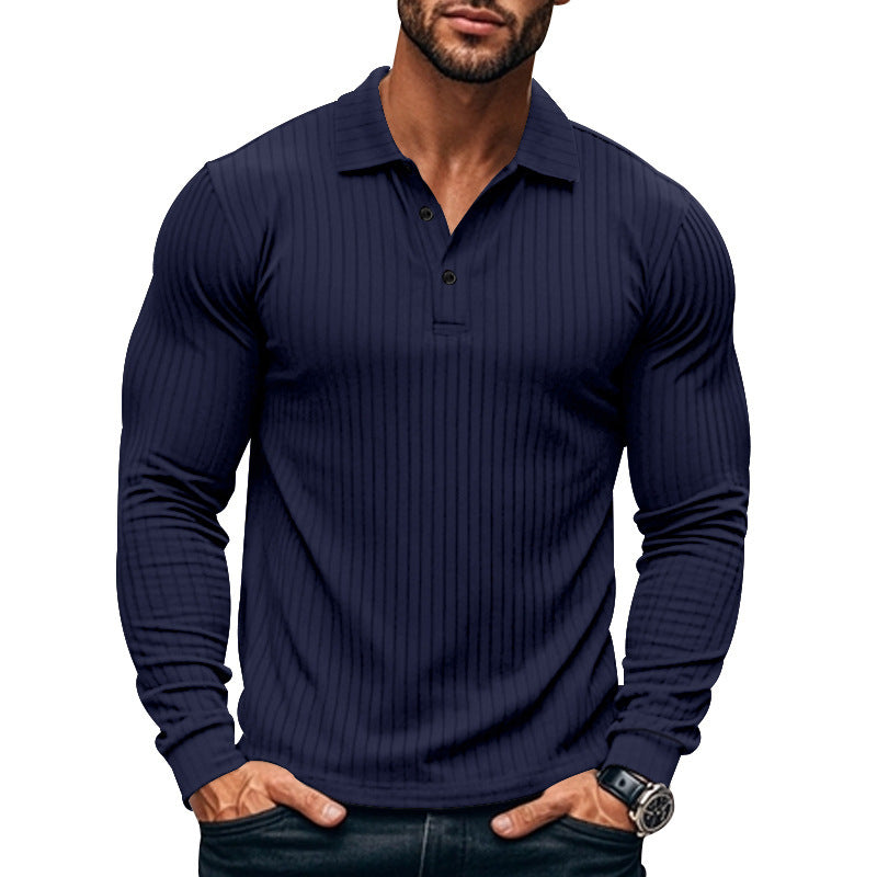Men's Shirt Henley – Slim Fit – Ribbed Knit – Long Sleeve – Modern Collar