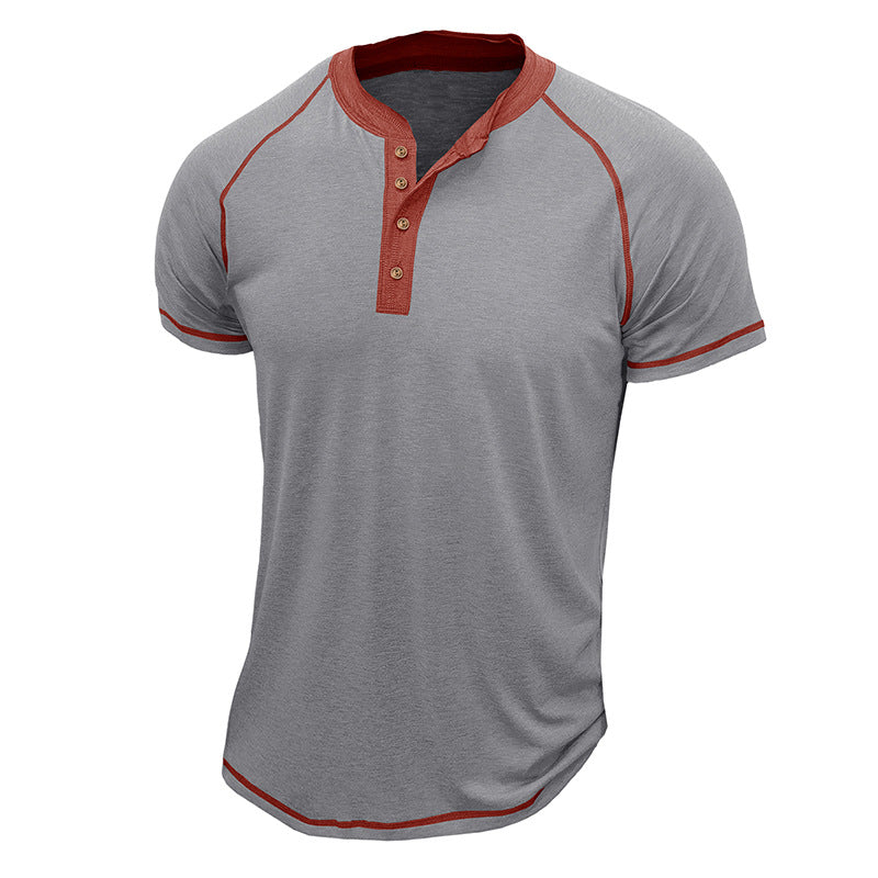 Men's Henley Shirt – Cotton Blend – Regular Fit – Short Sleeves – Contrast Details