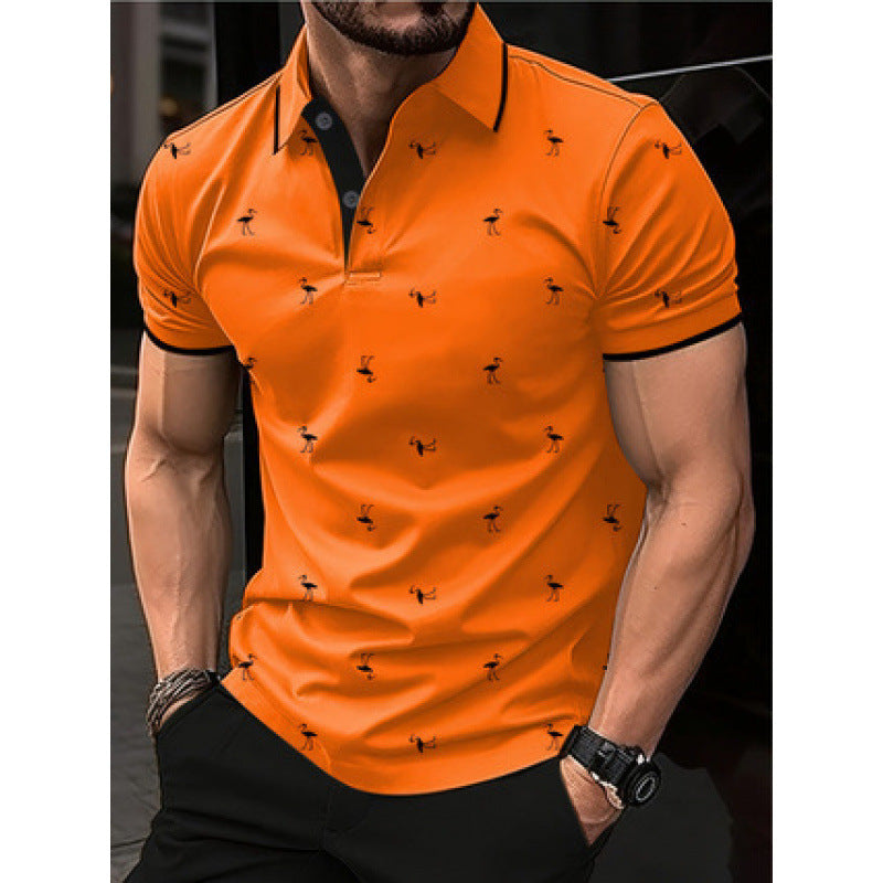 Men's Pique T-Shirt – Regular Fit – Cotton Blend – Printed Pattern – Short Sleeve