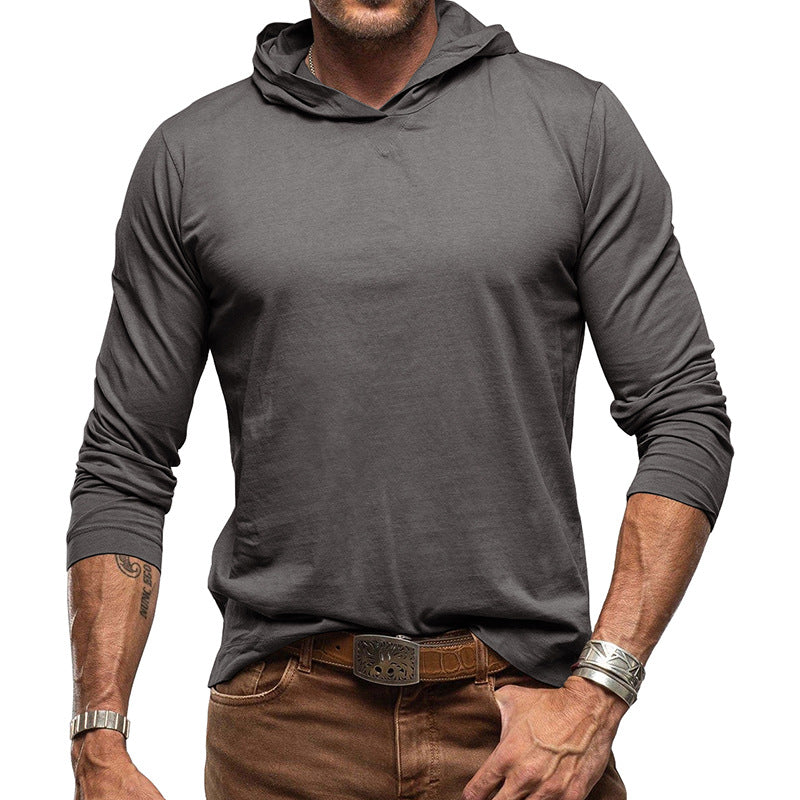 Men's Hoodie T-Shirt – Cotton Blend – Relaxed Fit – Long Sleeves