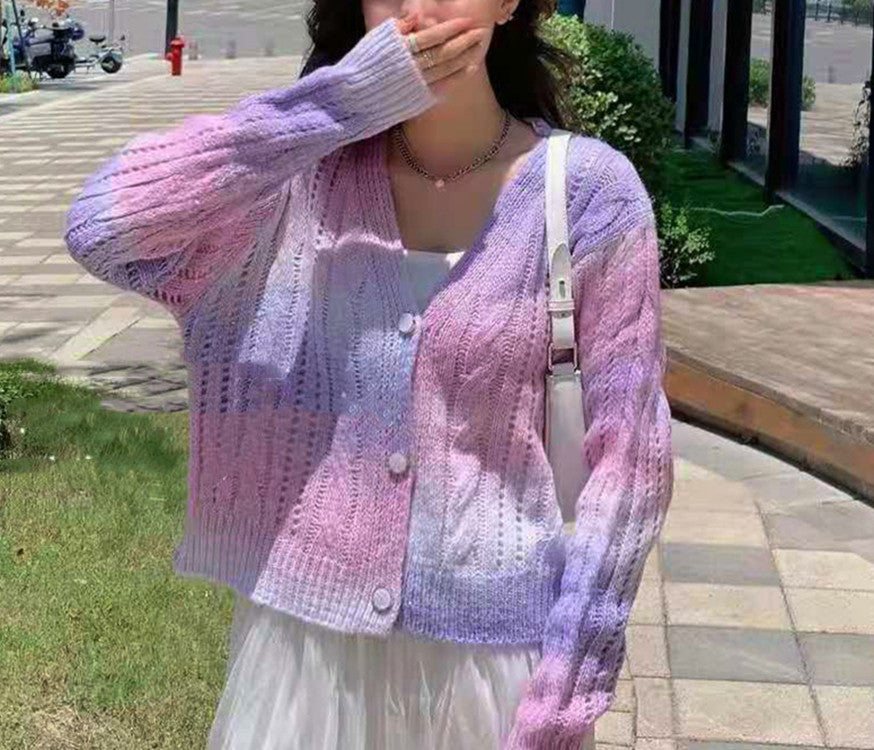 Women's Cardigan – Knitted – Relaxed Fit – Voluminous Sleeves – Cable Pattern