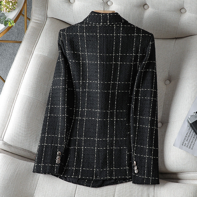 Women's Blazer – Tailored Fit – Structured Tweed – Double-Breasted with Buttons