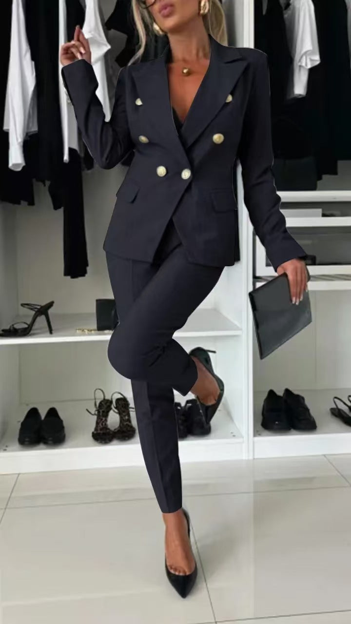 Women's Blazer – Slim Fit – Double-Breasted – Tailored Silhouette – Office Wear