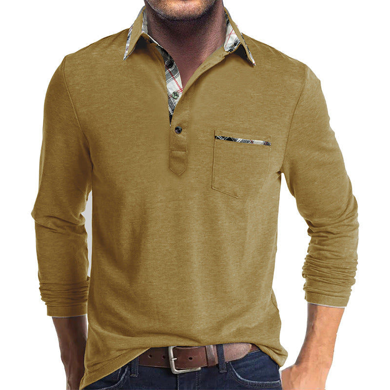 Men's Shirt with Long Sleeves – Cotton – Regular Fit – Checked Collar Inside – Button Closure