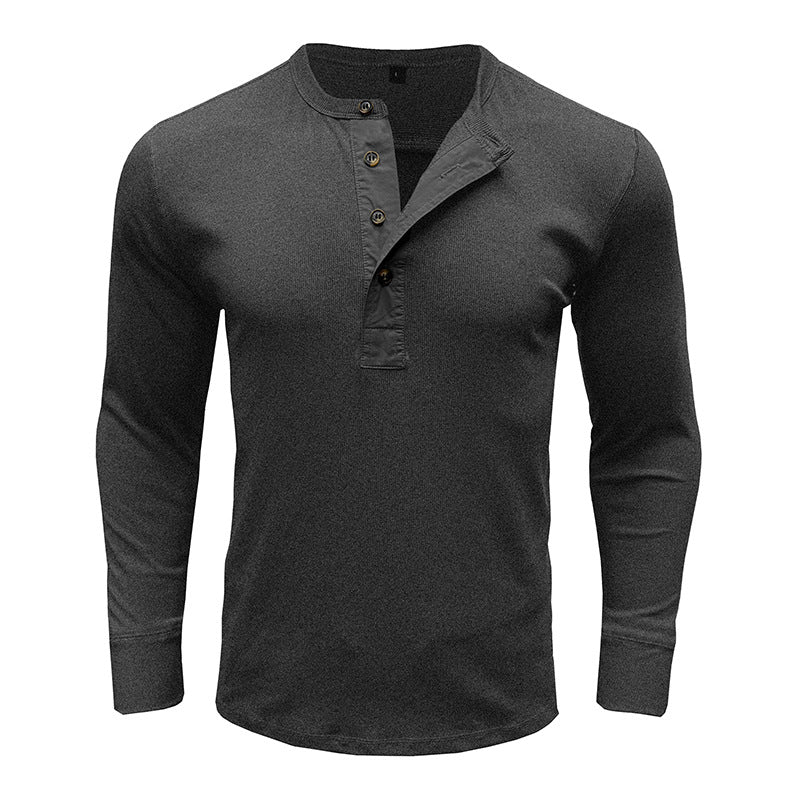 Men's Shirt Long Sleeve – Regular Fit – Cotton Blend – Henley Neck Casual Style