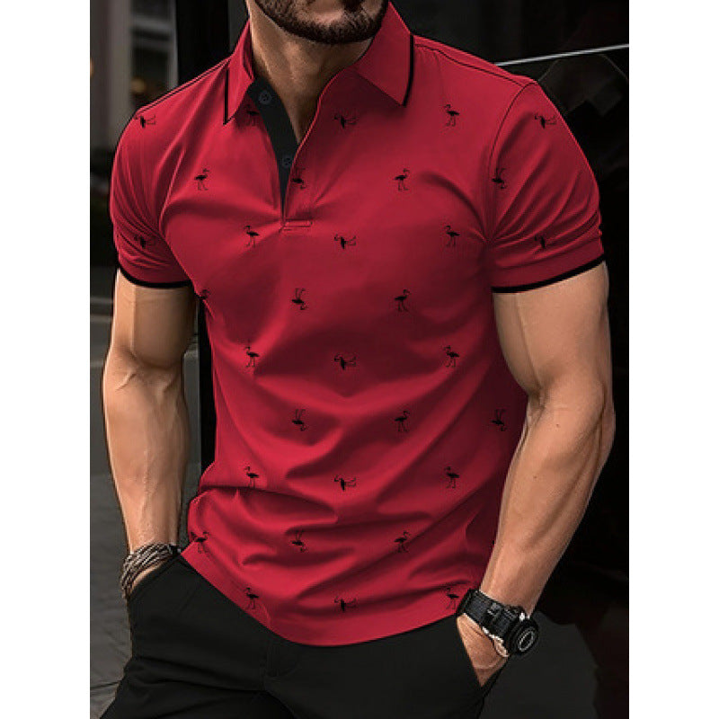 Men's Pique T-Shirt – Regular Fit – Cotton Blend – Printed Pattern – Short Sleeve