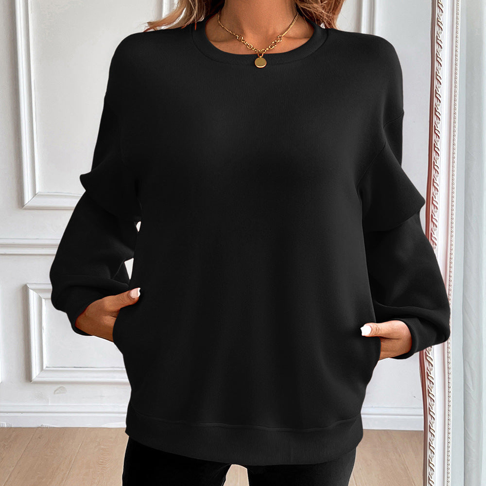 Women's Sweater – Loose Fit – Round Neck – Long Sleeves – Soft Breathable Cotton