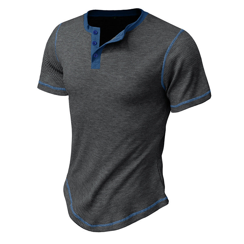Men's Shirt Henley – Modern Fit – Breathable Cotton – Short Sleeve – Contrast Details