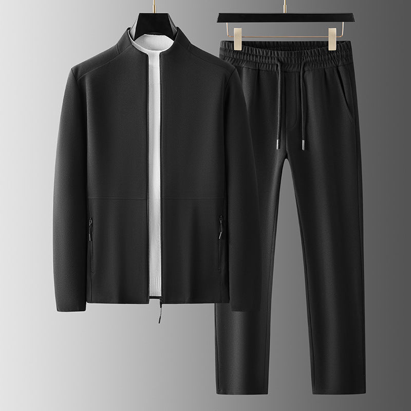 Men's Tracksuit – Zipper Jacket with High Collar – Elastic Waist – Relaxed Fit