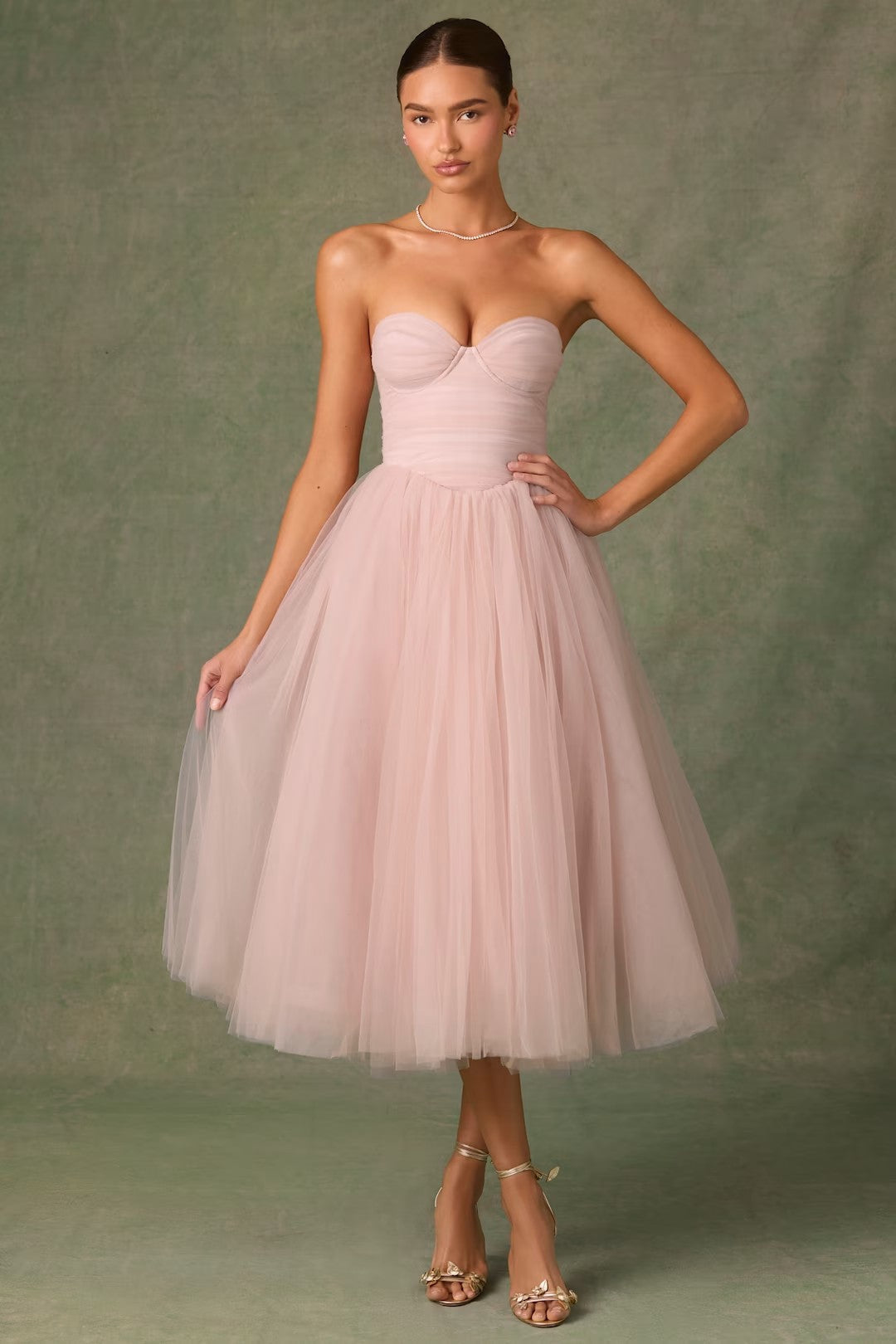 Dress for Women – Strapless Tulle – Floor-length – A-line Fit – Lined Bodice