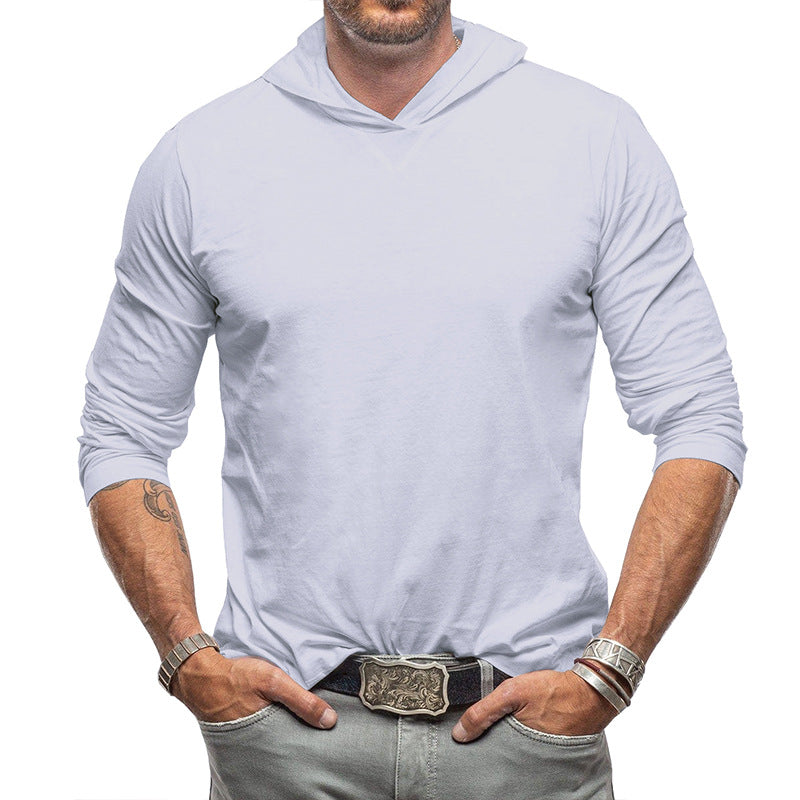 Men's Hoodie T-Shirt – Cotton Blend – Relaxed Fit – Long Sleeves