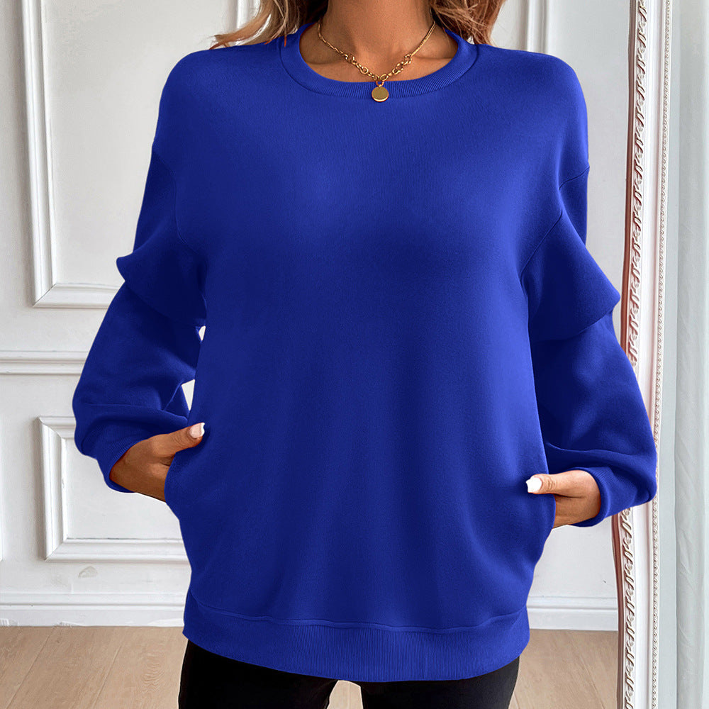 Women's Sweater – Loose Fit – Round Neck – Long Sleeves – Soft Breathable Cotton