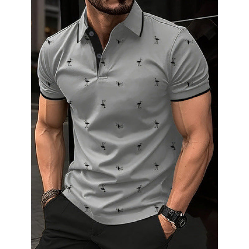 Men's Pique T-Shirt – Regular Fit – Cotton Blend – Printed Pattern – Short Sleeve