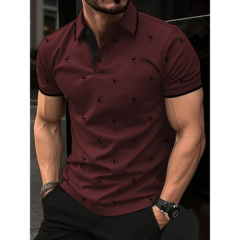 Men's Pique T-Shirt – Regular Fit – Cotton Blend – Printed Pattern – Short Sleeve