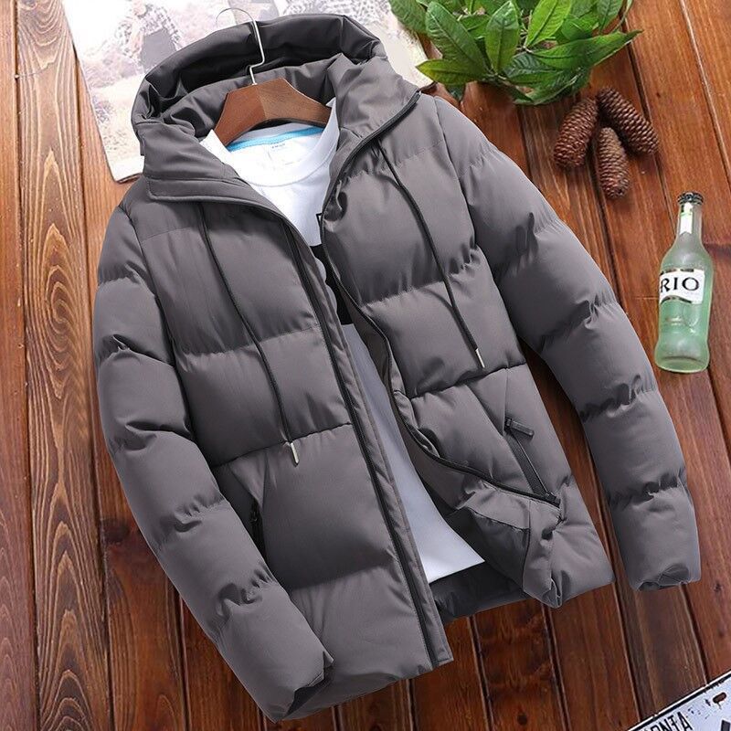 Men's Puffer Jacket – Oversized Fit – Cotton – Hood – Padded Short Everyday Jacket